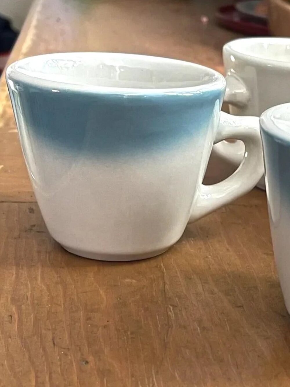 Vintage Caribe China Puerto Rico Cups 1960s Blue White Puerto Rican Pottery